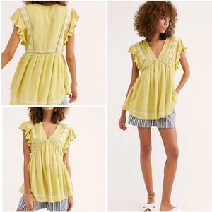 Free People The Falling Water Tunic Citron Combo Size Medium